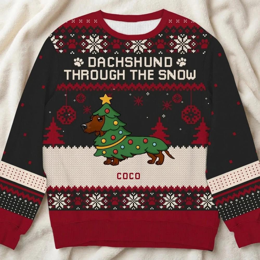 Personalized Dachshund Christmas Sweater for Dog Lovers - Festive Holiday Apparel Cloth MagicInPrints