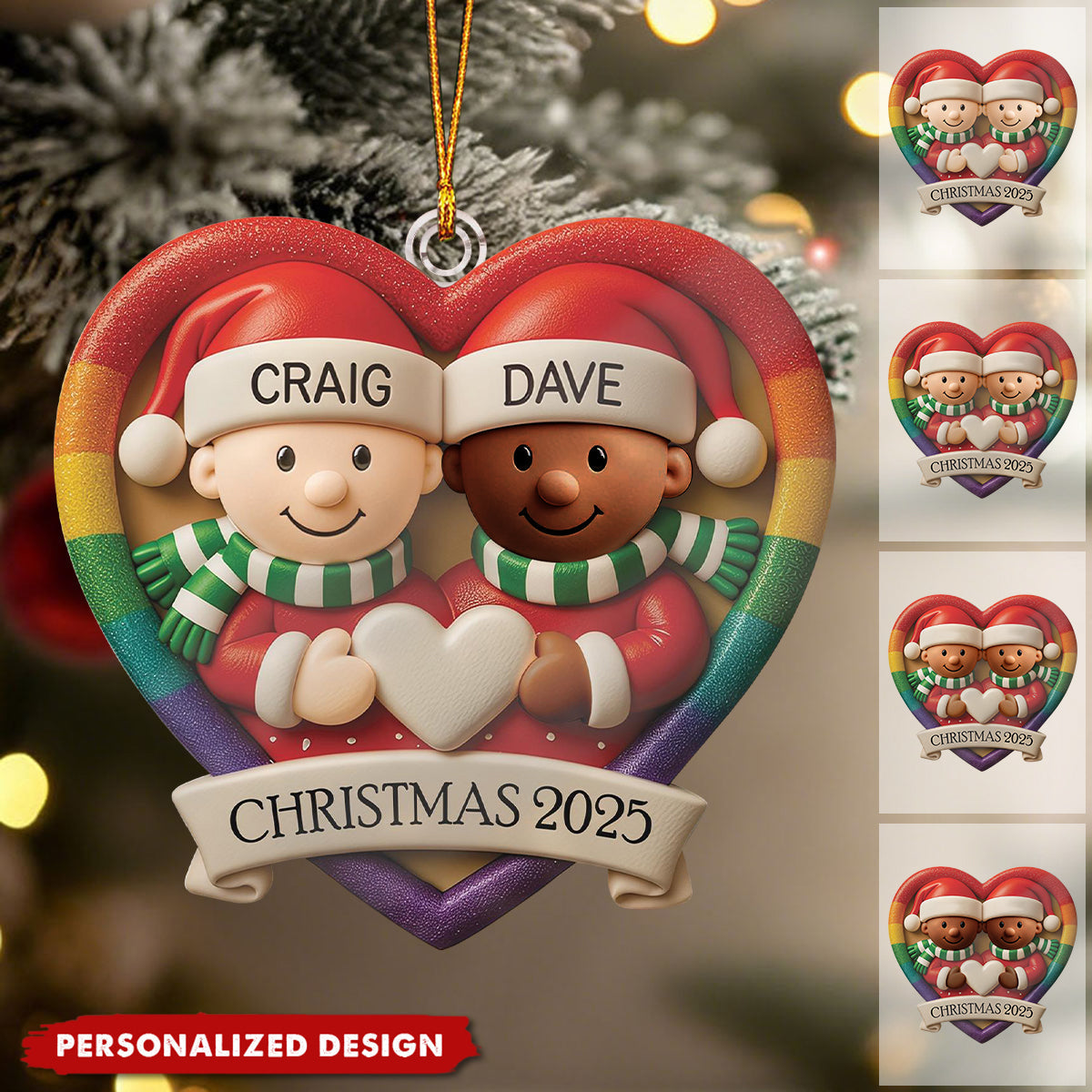 Personalized Heart-Shaped Christmas Ornament for Couples - Festive Holiday Decoration 2025 Ornament MagicInPrints
