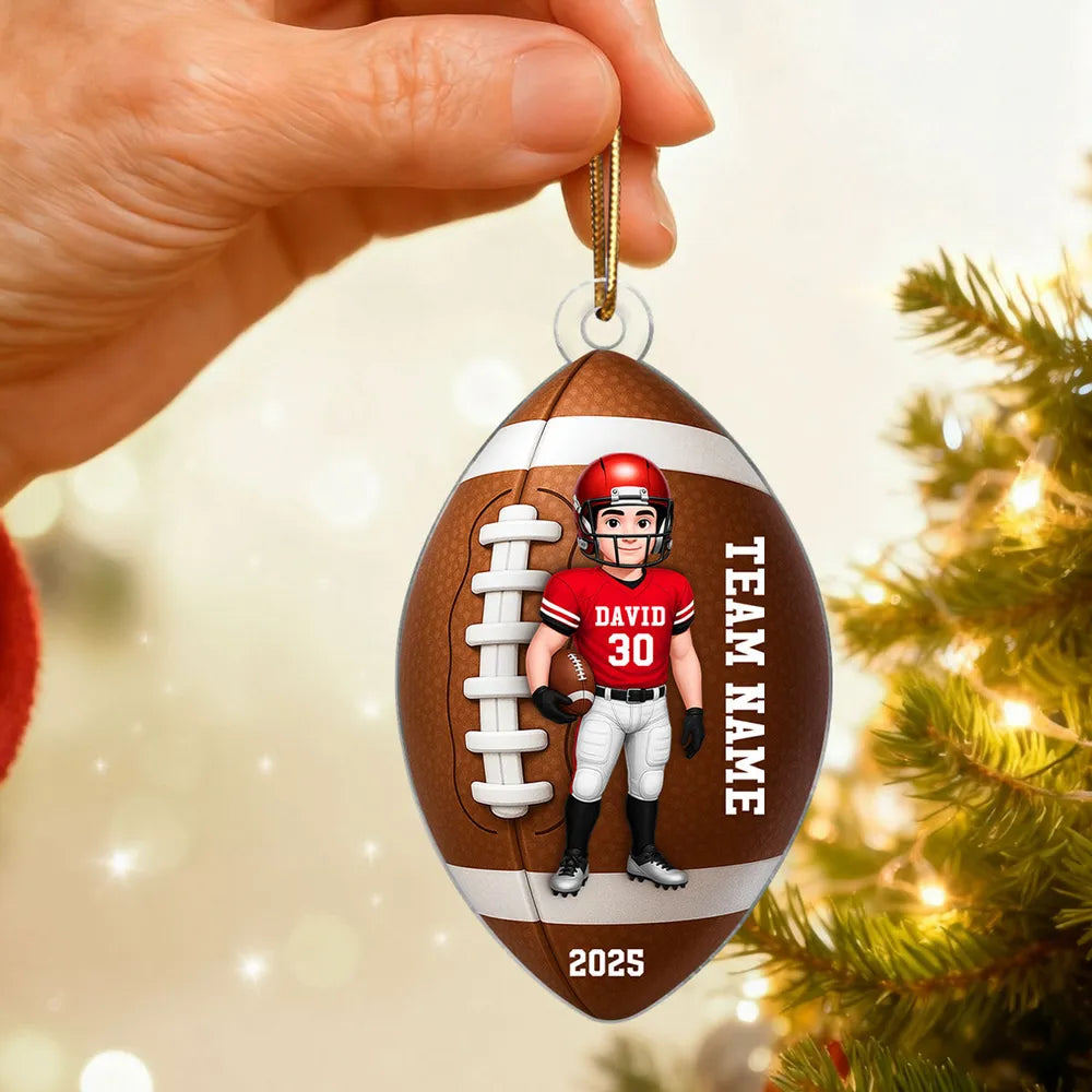 Personalized Football Ornament for Kids with Custom Name and Year - Christmas Tree Decoration Ornament MagicInPrints