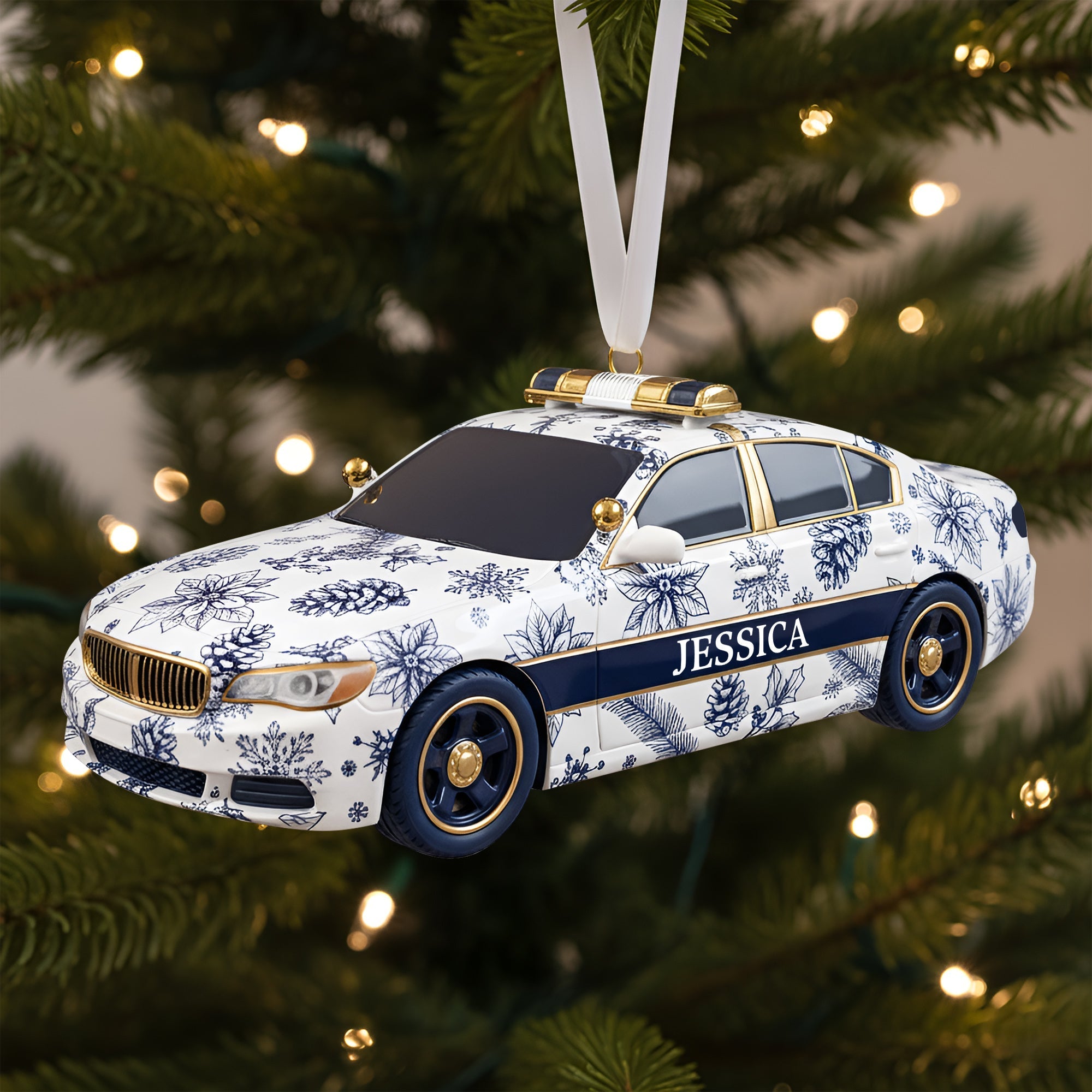 “Celebrate Your Inner Hero!” - Personalized Christmas Police Car Ornament - Perfect Gift for Law Enforcement Officers and Their Families Ornament MagicInPrints