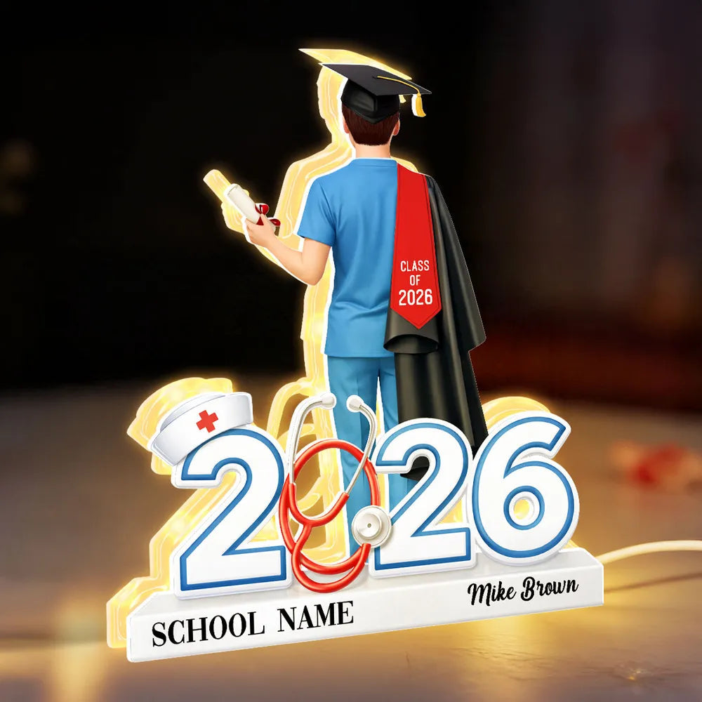 Personalized Nurse Graduation Light Up Sign for Class of 2026 - Perfect Gift for Nursing Graduates Plaque MagicInPrints