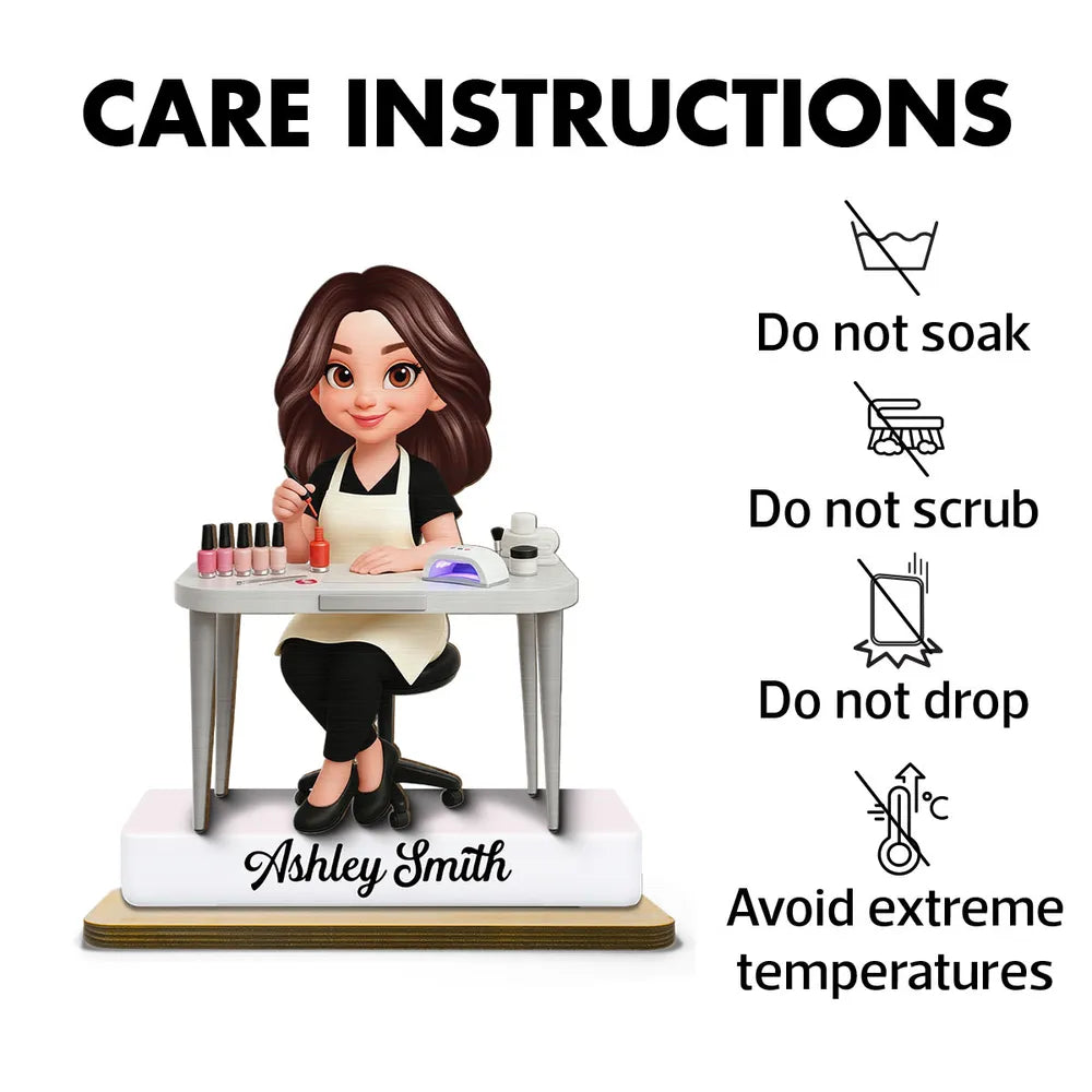 Custom Nail Technician Figurine for Professionals - Personalized Salon Decor Plaque MagicInPrints
