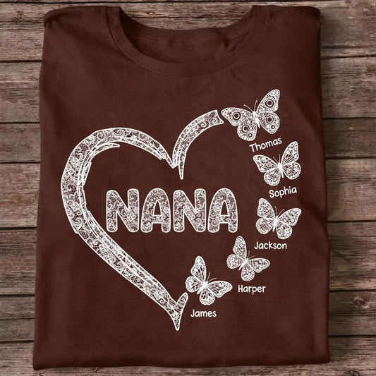 Personalized Nana T-Shirt for Grandparents with Butterfly Design - Family Gift Cloth MagicInPrints