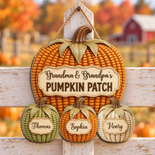 Load image into Gallery viewer, Personalized Wooden Grandpa &amp; Grandma Pumpkin Sign Gift

