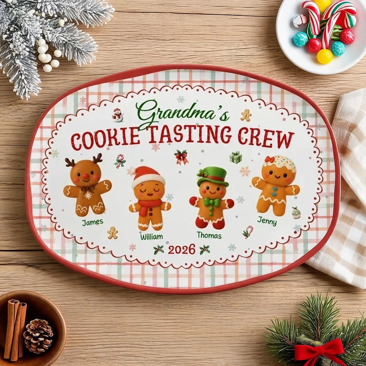 Personalized Cookie Tasting Crew Grilling Plate Gift for Grandma