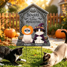 Load image into Gallery viewer, Personalized Halloween Yard Sign for Cat Lovers - Custom Meownsters Decor

