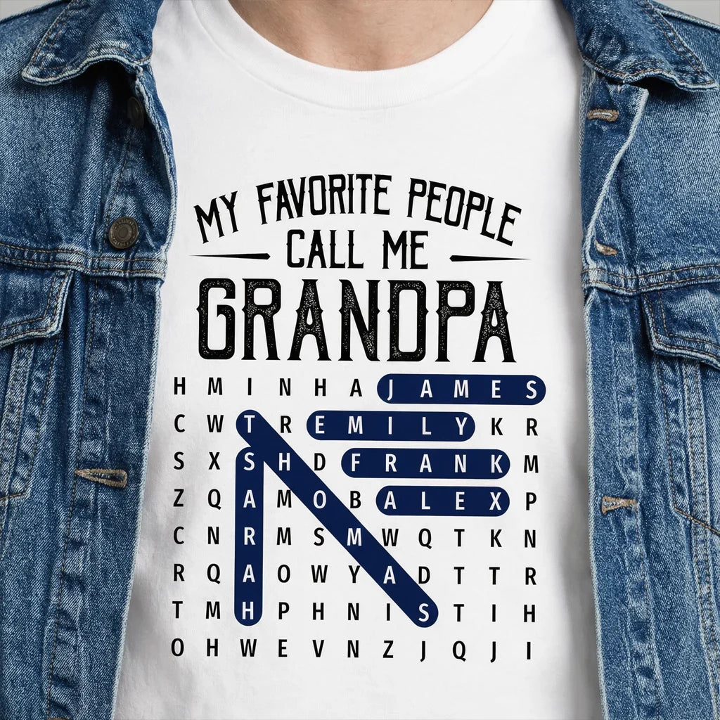 Personalized Word Search Classic Tee Gift for Grandpa