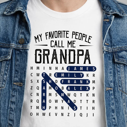 Personalized Word Search Classic Tee Gift for Grandpa
