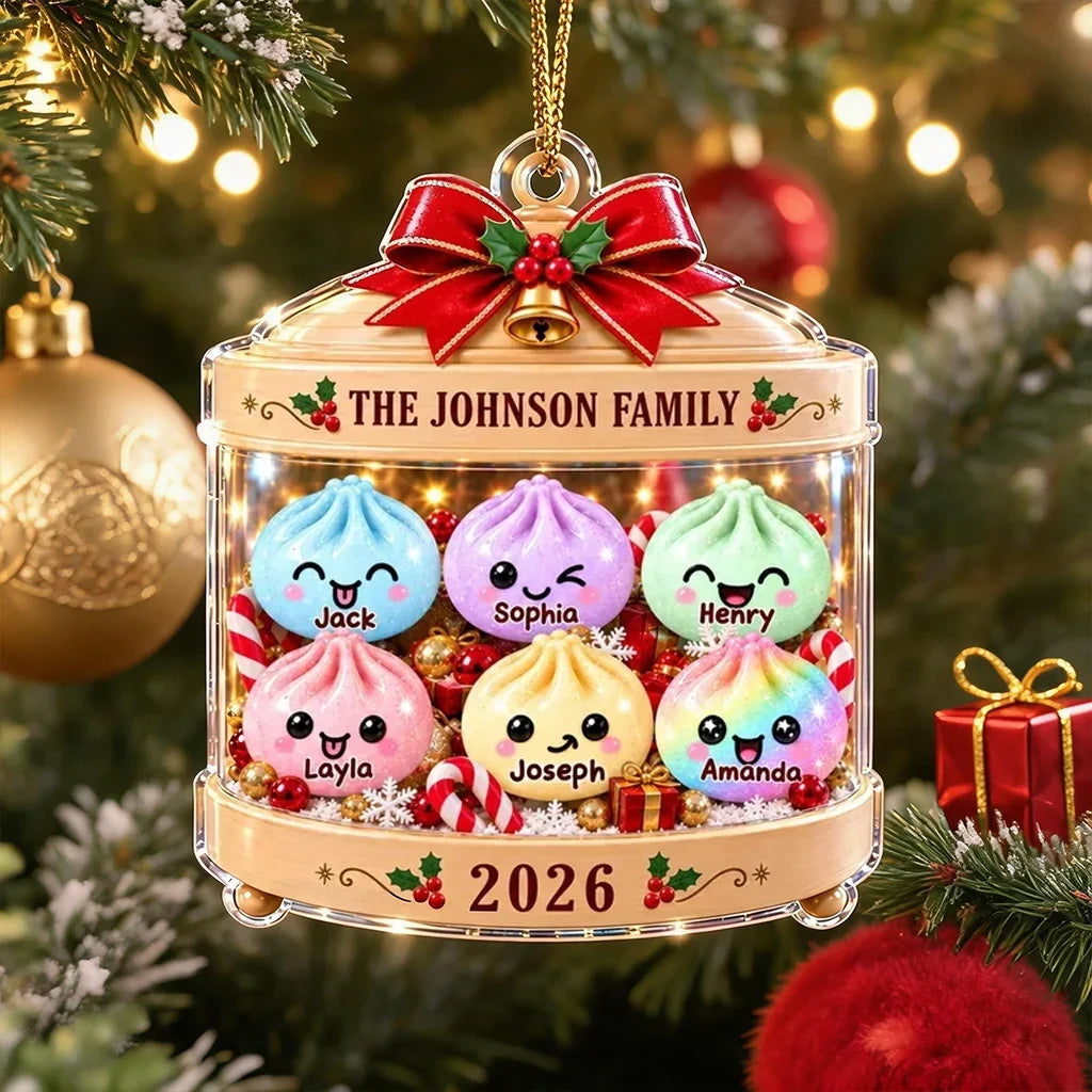 Personalized Acrylic Christmas Ornament Cute Dumpling Family Gift for Family
