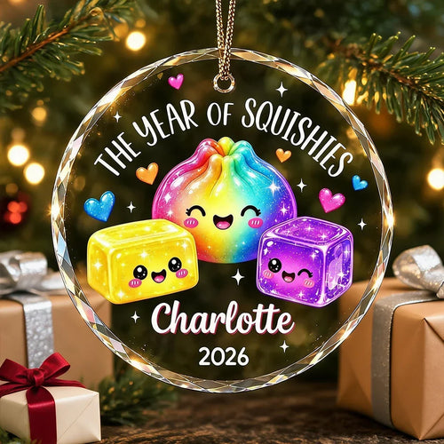 Personalized Glass Crystal Ornament Rainbow Squishies Gift for Kids