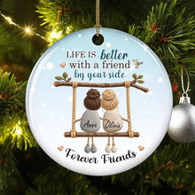 Load image into Gallery viewer, Personalized Ceramic Ornament Friends on Swing Gift for Best Friend
