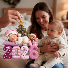 Load image into Gallery viewer, Personalized Acrylic Ornament Cute Sleeping Baby Gift for New Parents
