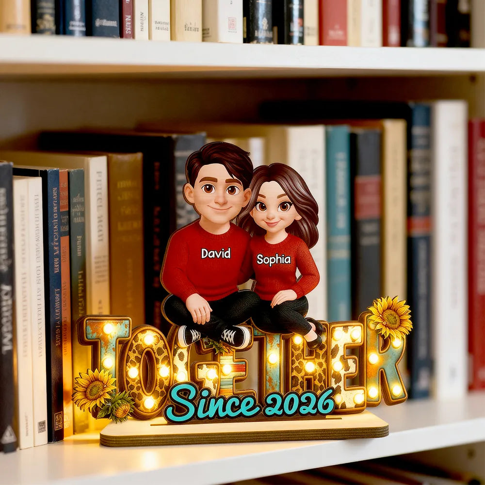 Personalized Couple Figurine with Names - Romantic Anniversary Gift Plaque MagicInPrints