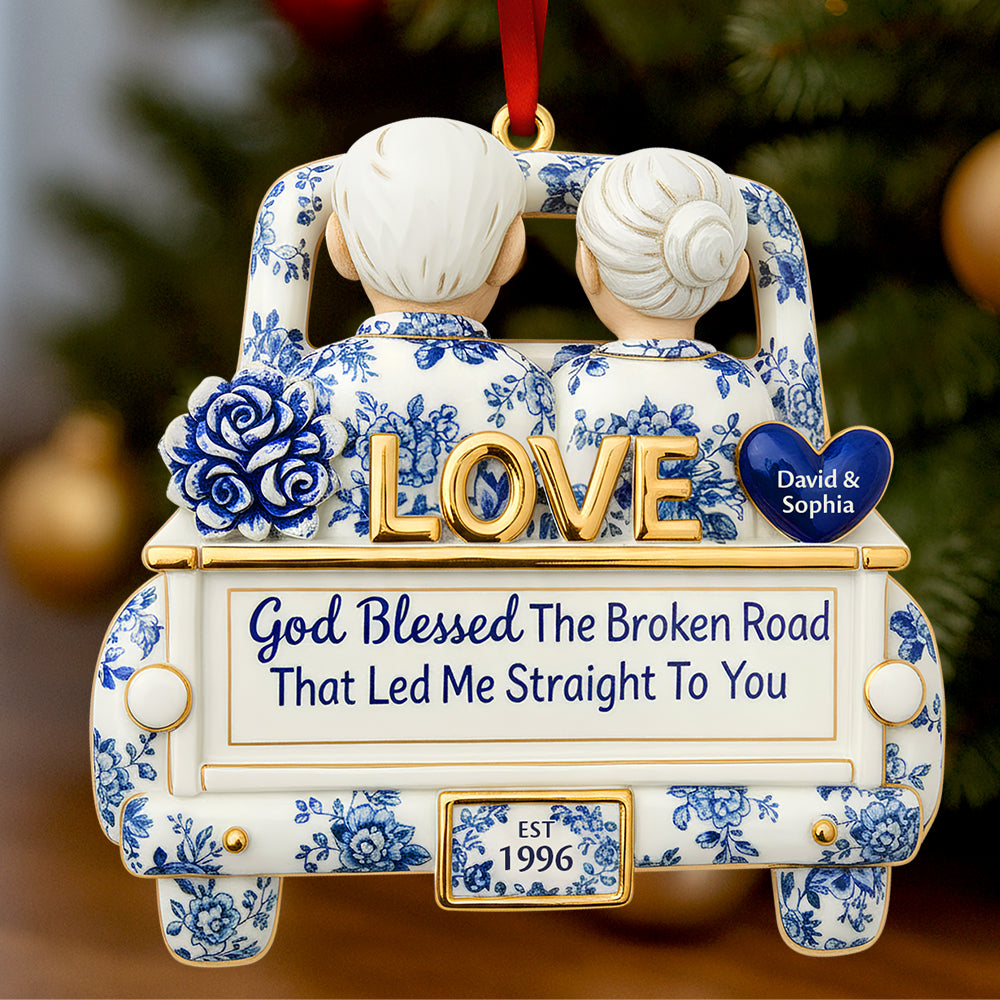 God Blessed The Broken Road - Eternal Journey of Love Christmas Ornament - Personalized Gift for Couples Ornament MagicInPrints