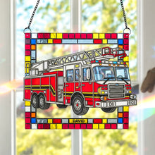 Load image into Gallery viewer, &quot;Brighten Your Day with a Touch of Courage&quot; - Firetruck Window Hanging Suncatcher Ornament - Personalized Gift for Firefighters Ornament MagicInPrints
