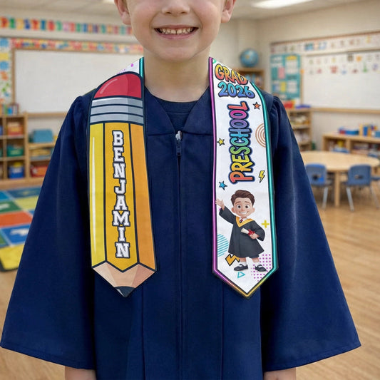 Personalized Preschool Graduation Stole for Kids - Custom Name and Year Cloth MagicInPrints