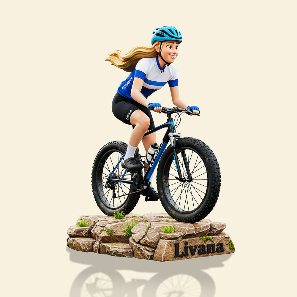 Embrace the Ride: Personalized Teenager Riding Bicycle Plaque - Custom Photo Gifts for Bicycle Lovers Shaped Plaques PopCulturePrints