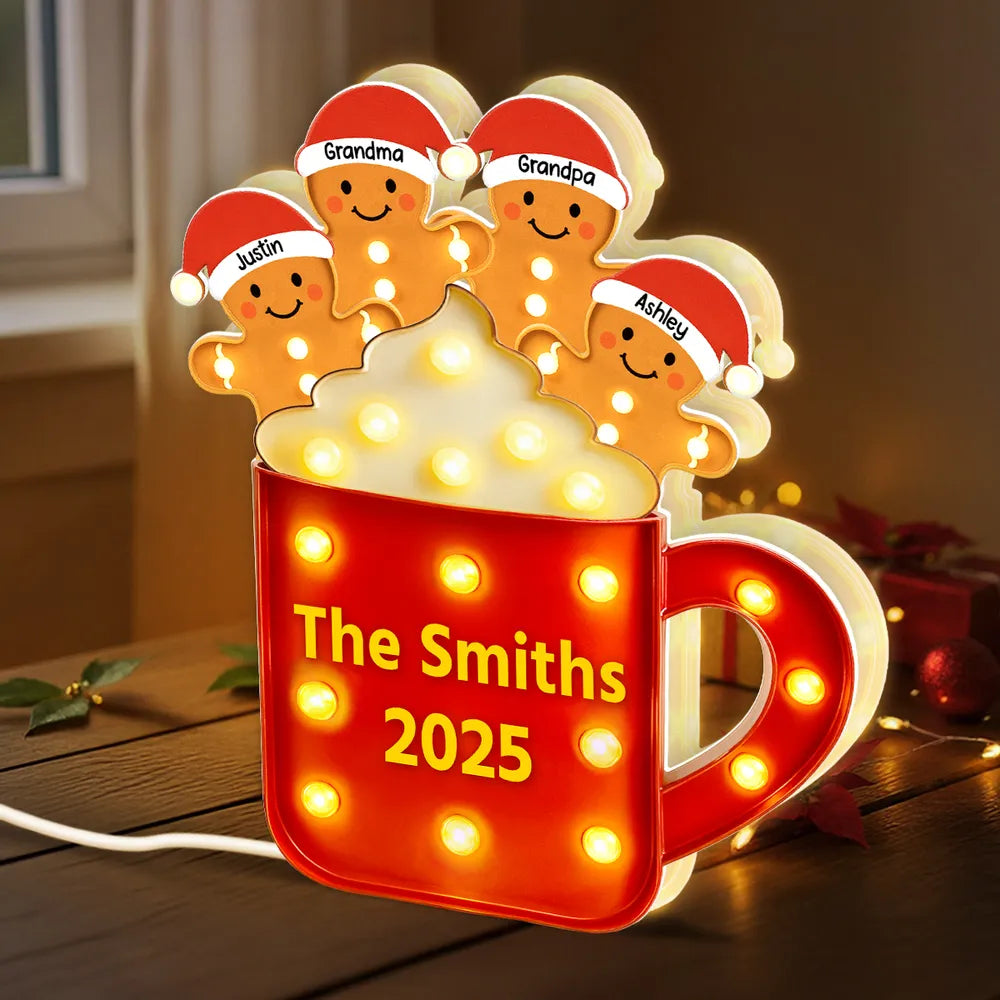 Personalized Family Christmas Light-Up Mug Sign - Festive Holiday Decor Plaque MagicInPrints