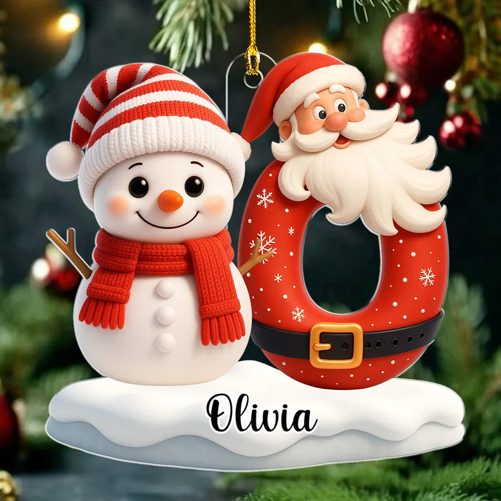 Personalized Christmas Ornament for Kids - Snowman and Santa Design Ornament MagicInPrints