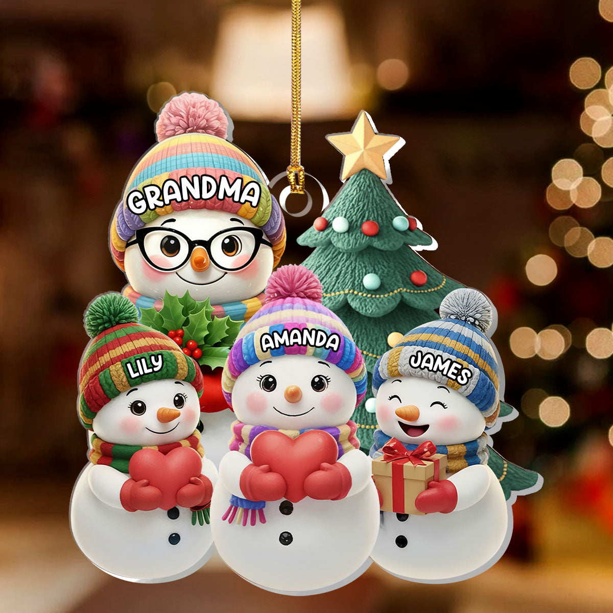 Personalized Family Snowman Christmas Ornament - Holiday Decor Gift Ornament MagicInPrints