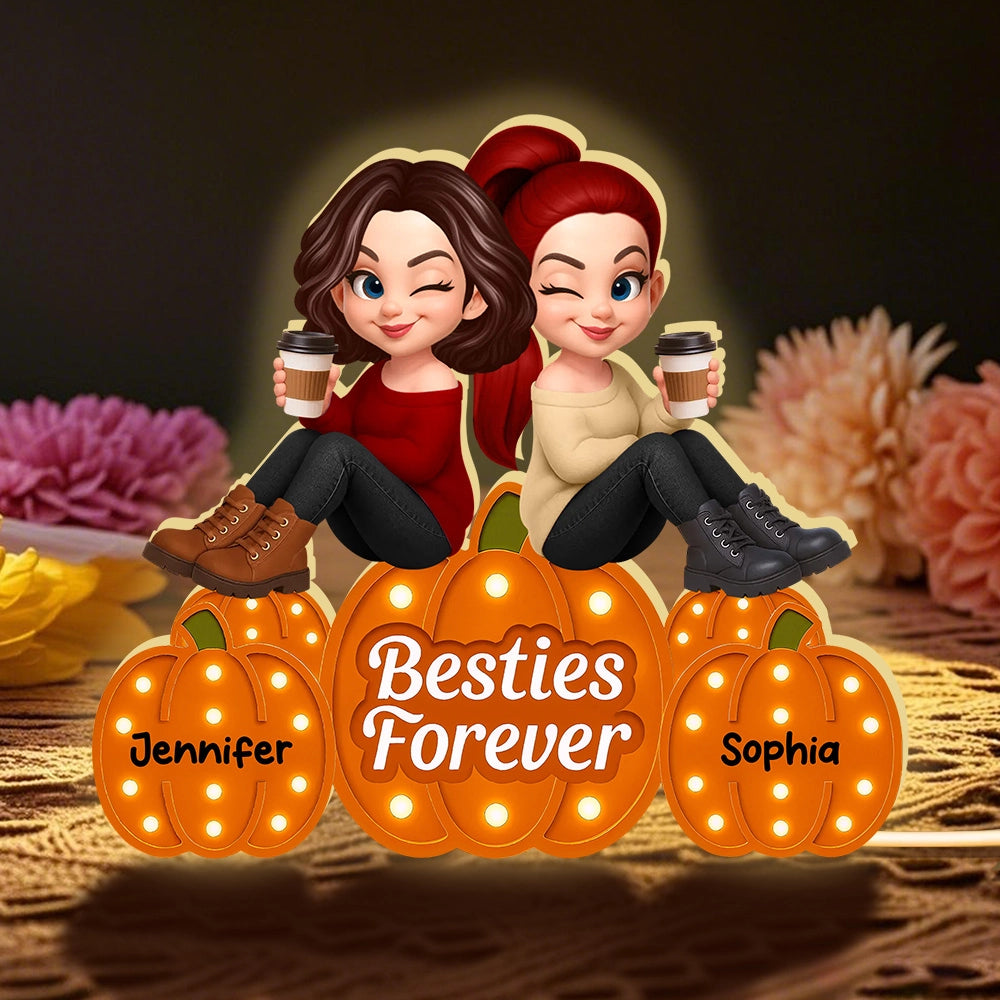 Personalized Best Friends LED Pumpkin Decor for Friends - Gift for Halloween Plaque MagicInPrints