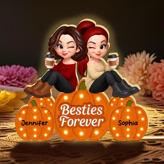 Personalized Best Friends LED Pumpkin Decor for Friends - Gift for Halloween Plaque MagicInPrints
