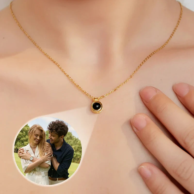 Custom Photo Projection Necklace for Couples - Romantic Gift Ornament MagicInPrints