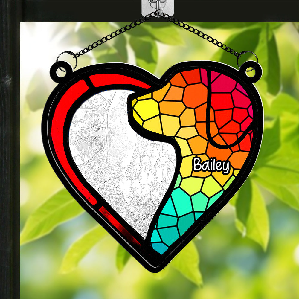 Personalized Dog Lovers Suncatcher Ornament - Heart Design Ornament PopCulturePrints