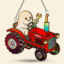 Load image into Gallery viewer, &quot;Rev up your spirit!&quot; Personalized Cute Tractor Ghost Farmer Suncatcher - Unique Gift for Farmers Ornament MagicInPrints
