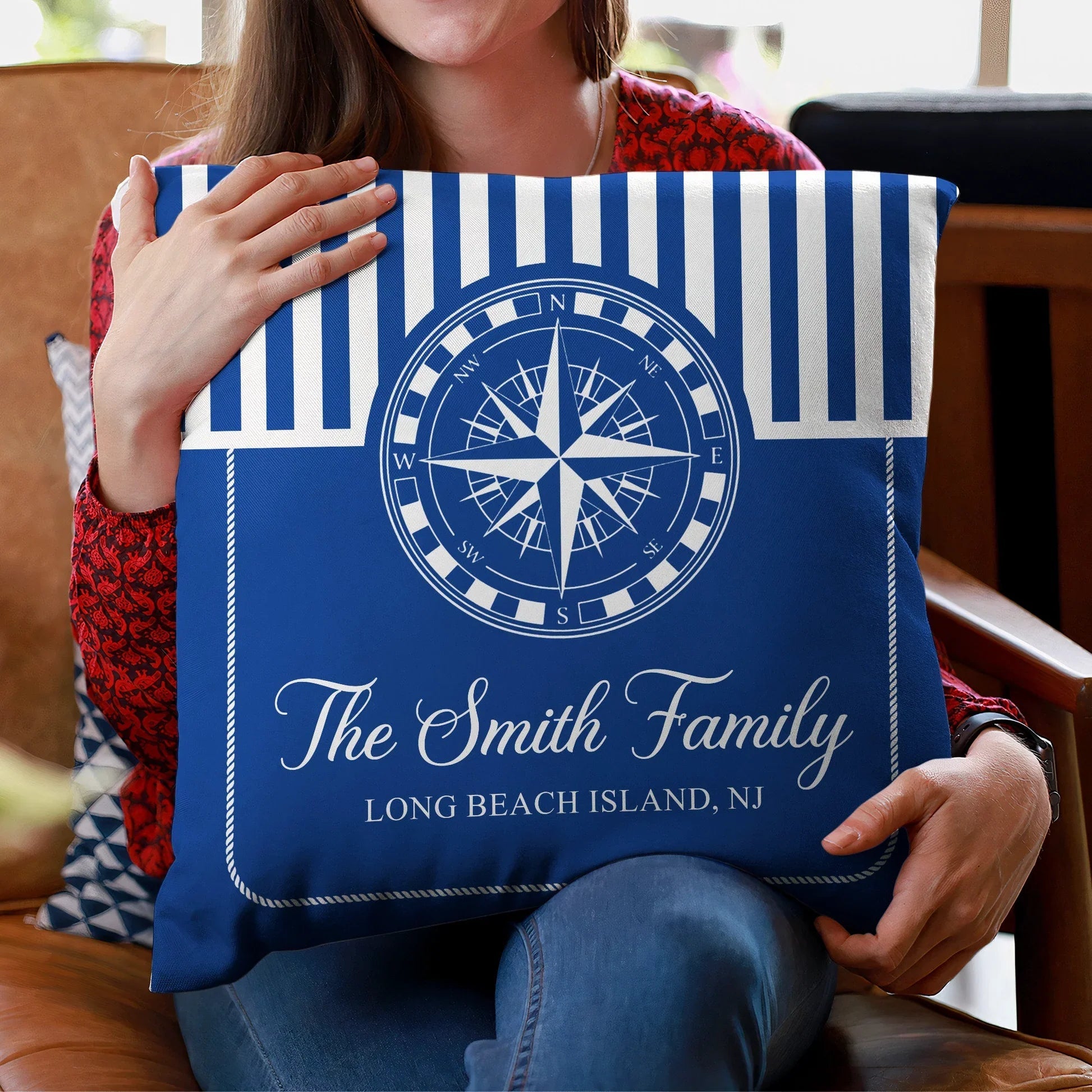 Personalized Nautical Throw Pillow Set for Families - Coastal Home Decor Pillow or Blanket MagicInPrints