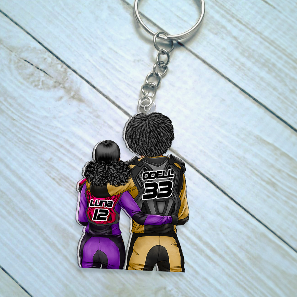 Personalized Motocross Couple Keychain – Unique Gift for Motorcycle Lovers Keychains PopCulturePrints