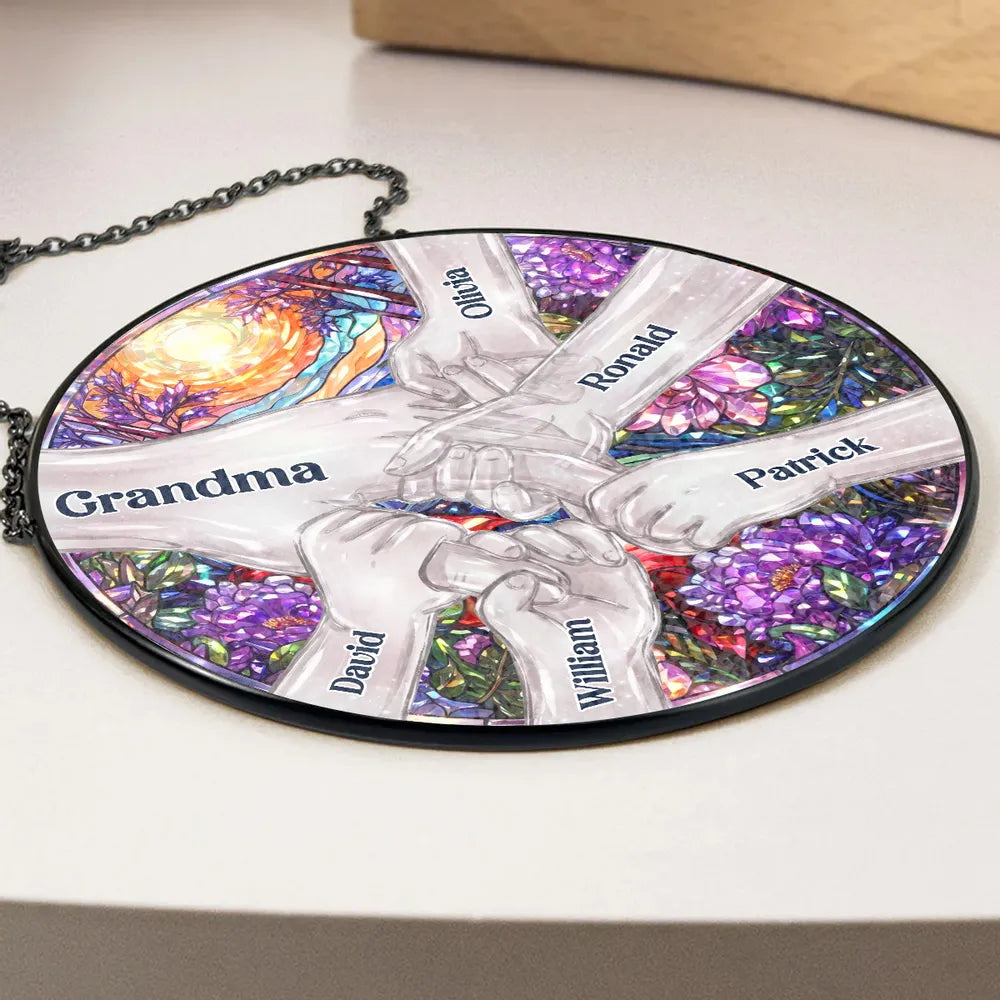 Personalized Family Handprint Sun Catcher for Grandma - Sentimental Gift Ornament MagicInPrints
