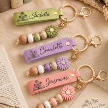 Load image into Gallery viewer, Personalized PU Leather Daisy Keychain Gift for Mom, Sister, Friend
