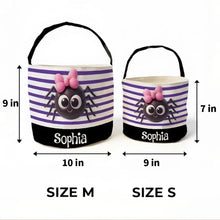 Load image into Gallery viewer, Personalized Halloween Basket Tote Cute Spider or Monster Gift for Kids
