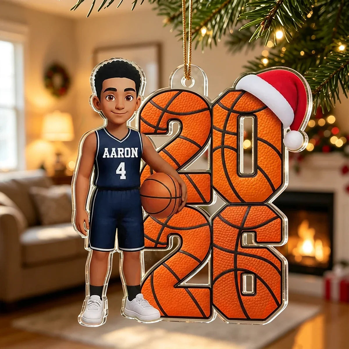 Personalized Acrylic Basketball Player Ornament Gift for Son