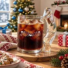Load image into Gallery viewer, Personalized Curved Handle Glass Mug with Funny Lettering Gift for Coworker
