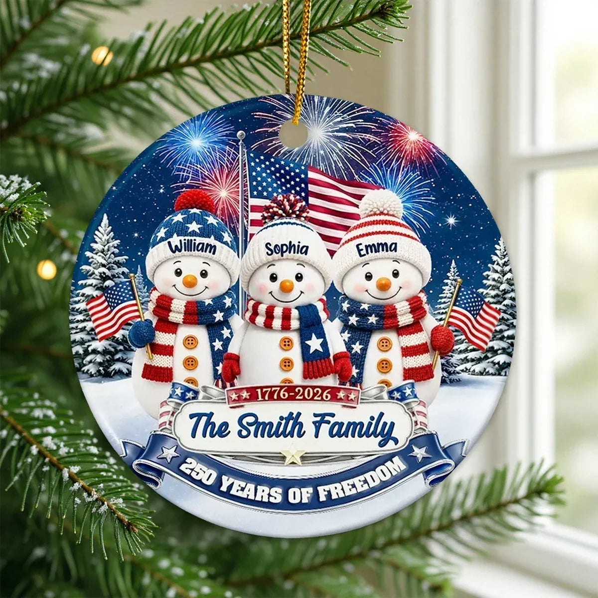 Personalized Snowman Family Ornament Ceramic Gift for Christmas