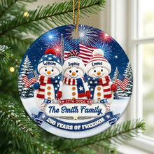 Load image into Gallery viewer, Personalized Snowman Family Ornament Ceramic Gift for Christmas
