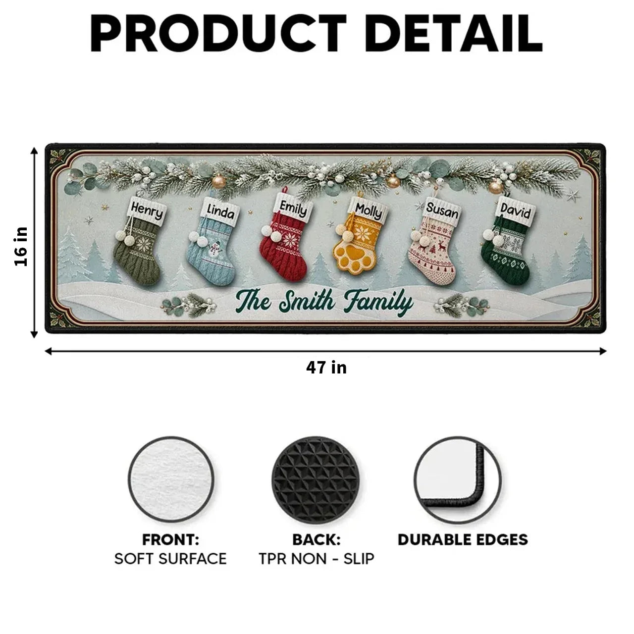Personalized Christmas Stockings Doormat Unique Family Gift