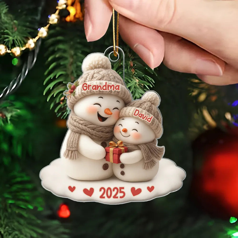 Personalized Snowman Ornament for Grandma and Child - Christmas 2025 Ornament MagicInPrints