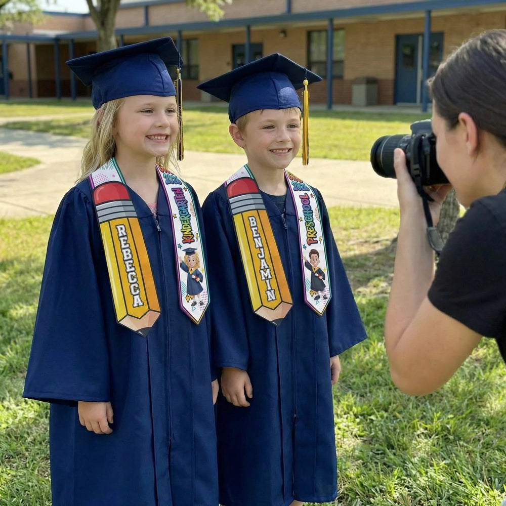 Personalized Preschool Graduation Stole for Kids - Custom Name and Year Cloth MagicInPrints