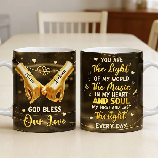 Personalized Romantic Couples Mugs - God Bless Our Love - Anniversary Gift Cup MagicInPrints
