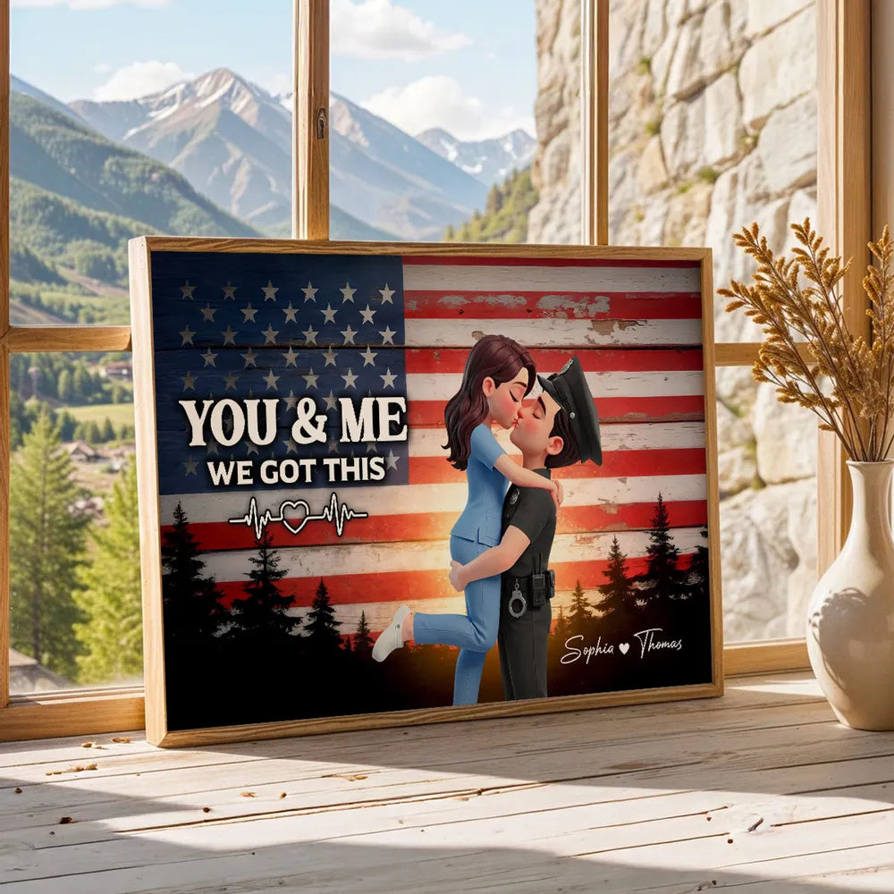Personalized Couple Canvas Art for Police Officers - Romantic Home Decor Gift Poster or Canvas MagicInPrints