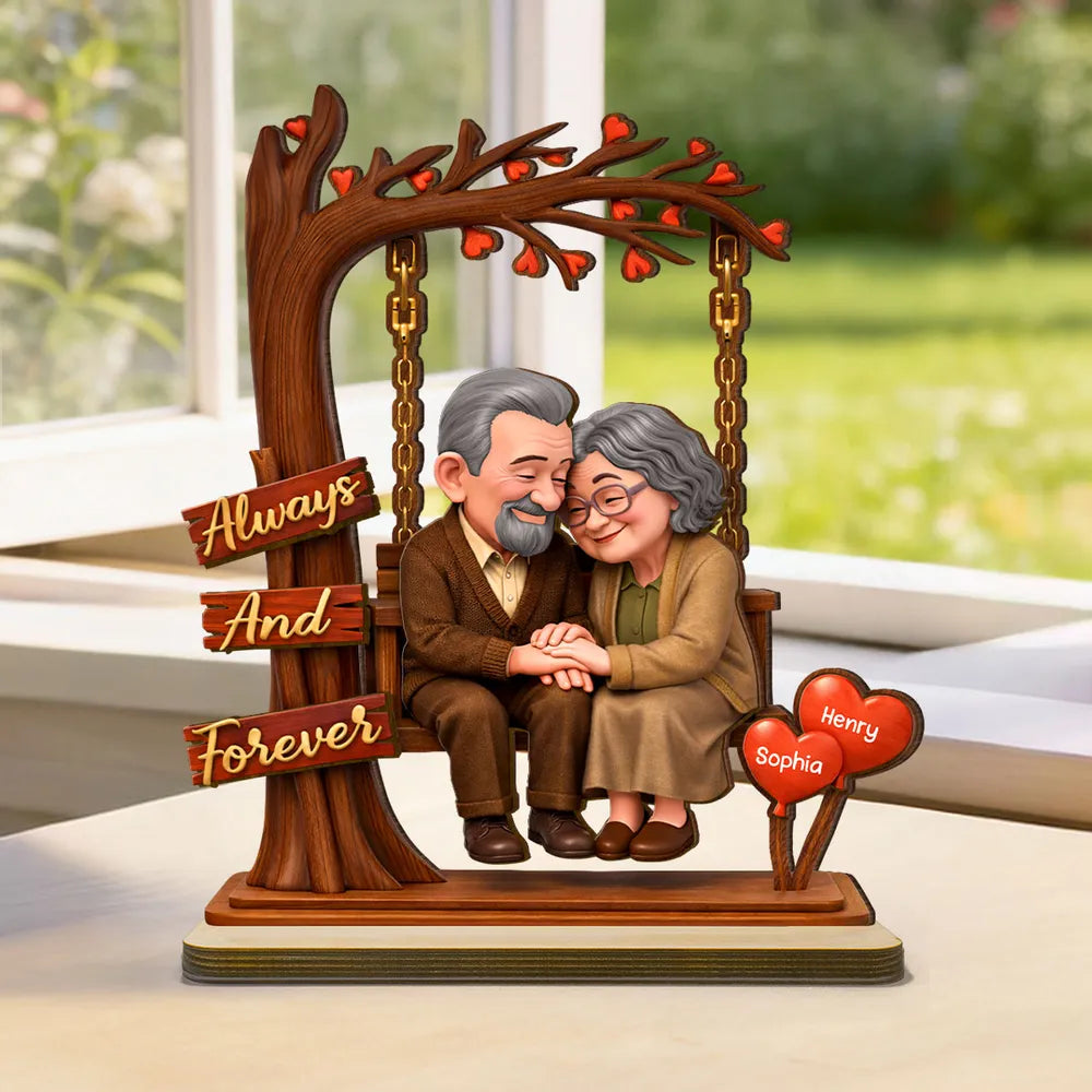 Personalized Couple Figurine for Seniors - Always and Forever Anniversary Gift Plaque MagicInPrints