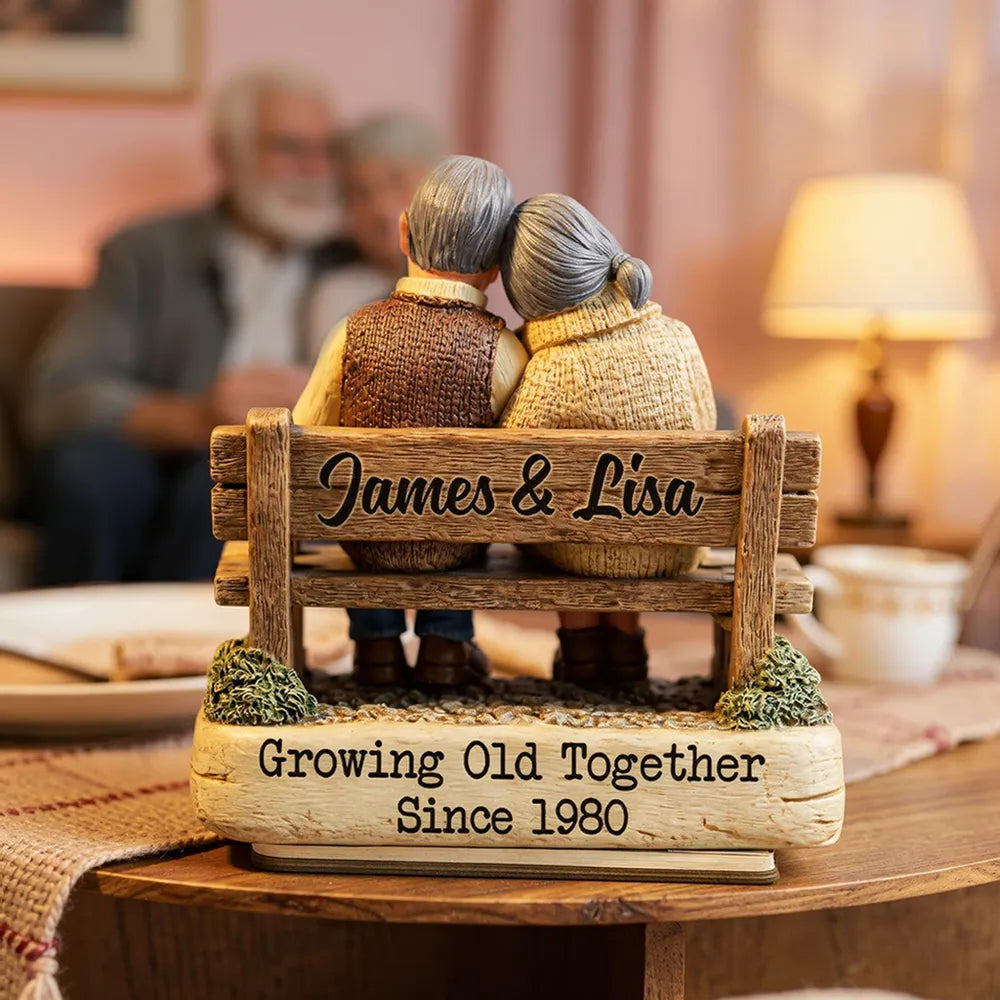 Personalized Elderly Couple Figurine - Growing Old Together Keepsake Gift Plaque MagicInPrints