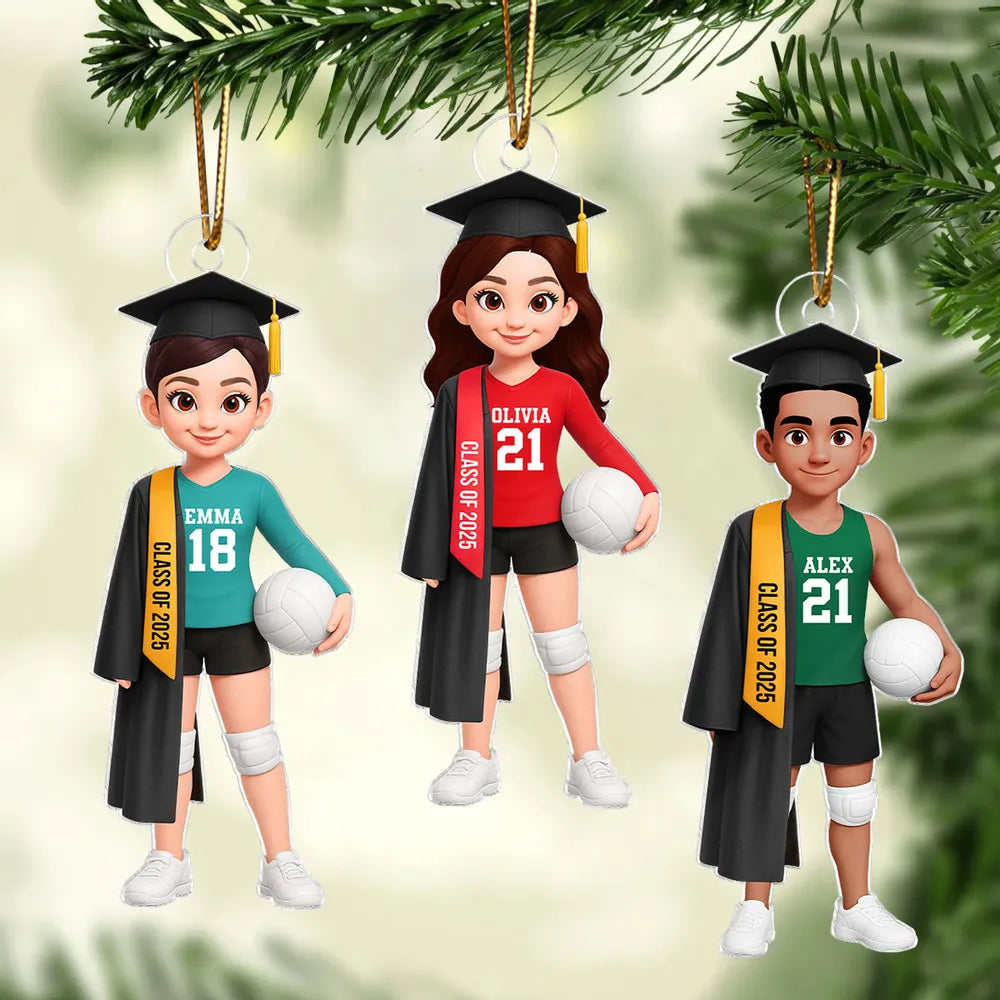 Personalized Graduation Volleyball Player Ornament for Class of 2025 - Perfect for Graduates Ornament MagicInPrints
