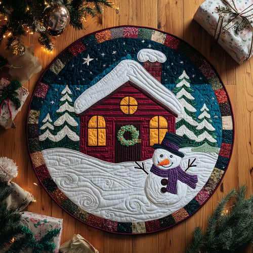 Warmth of Home – Personalized Quilted Round Mat – Gift for Christmas Lovers Quilted Round Mat MagicInPrints