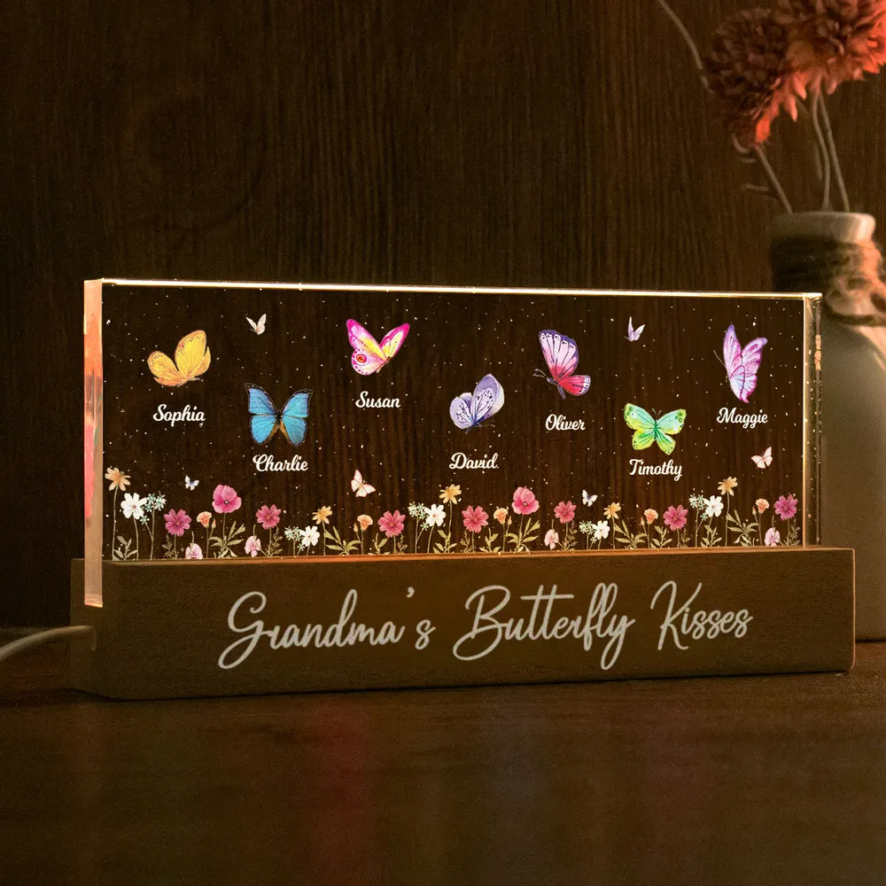 Personalized LED Night Light for Grandma with Butterfly Design - Sentimental Gift Plaque MagicInPrints