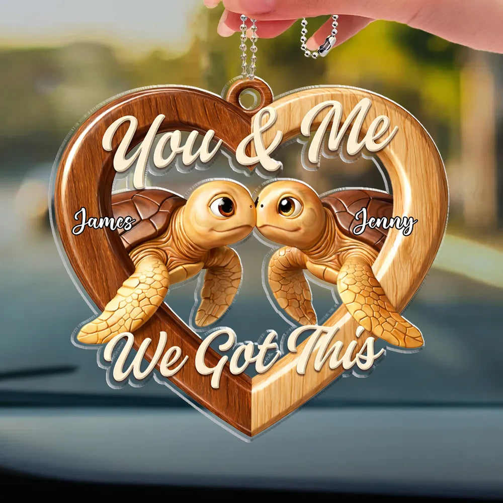 Personalized Turtle Couple Car Ornament for Partners - Romantic Gift Car Hanger MagicInPrints