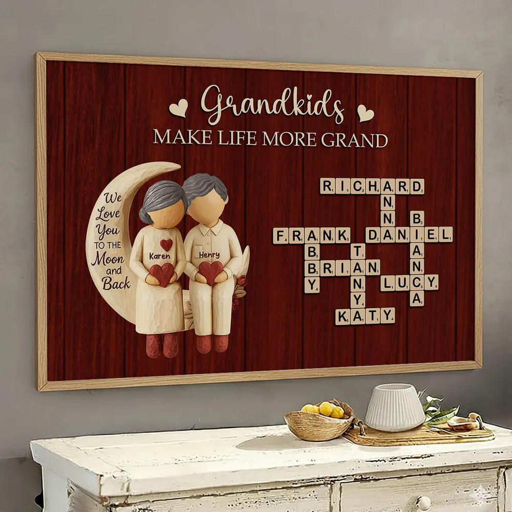 Personalized Grandparents Canvas Wall Art with Grandkids Names - Heartfelt Family Gift Poster or Canvas MagicInPrints